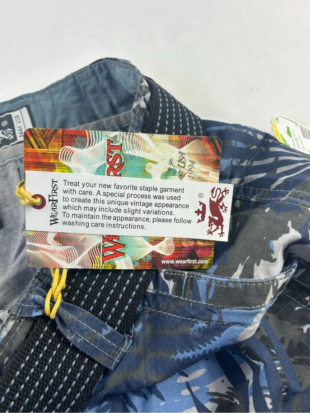 Wear First Blue Camo Cargo Shorts with Utility Pockets size 34